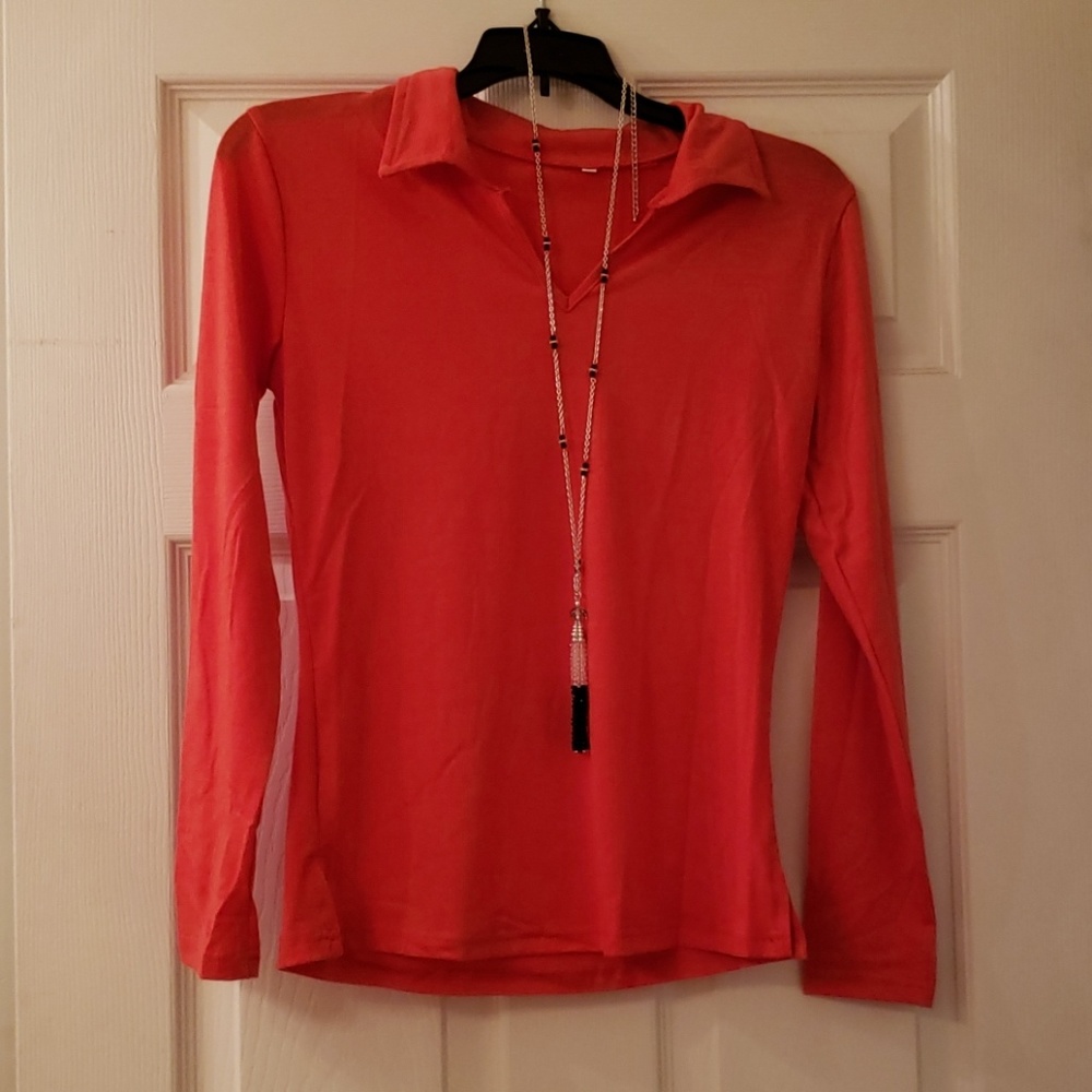 Red long sleeve top